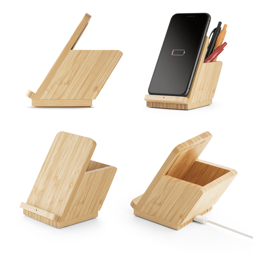 LEAVITT II. Carregador wireless em bambu 10W