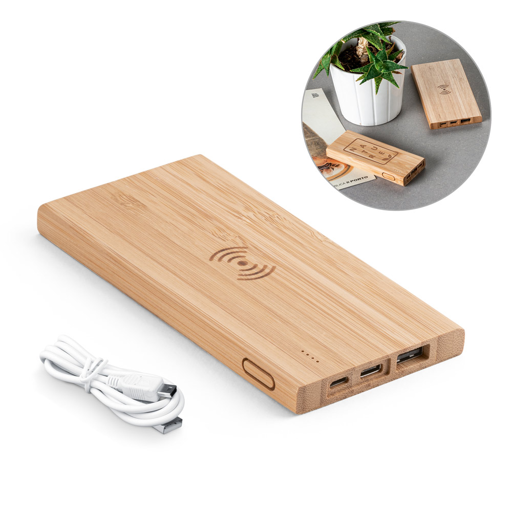 FITCH ECO. Bateria portátil em bambu 5.000 mAh