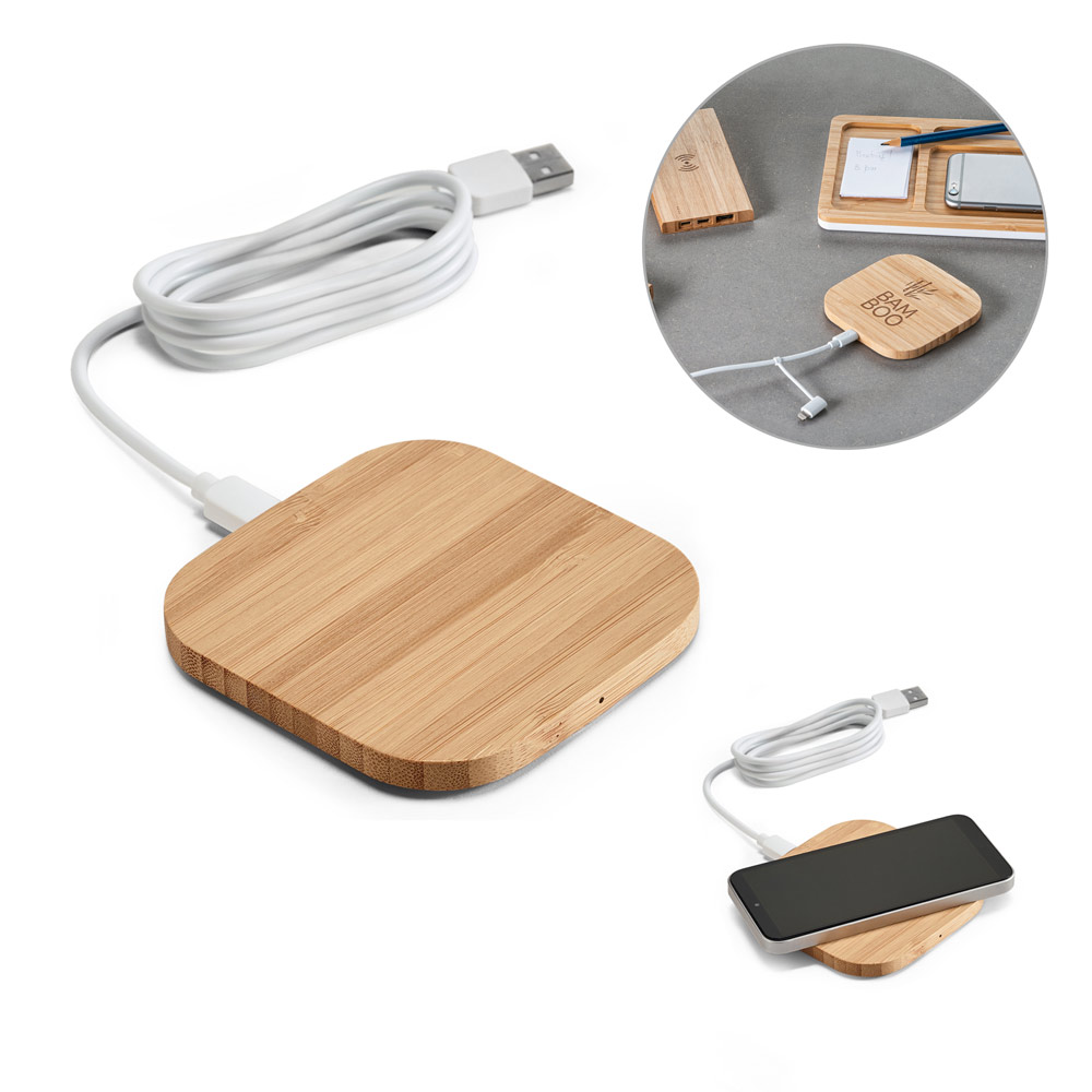 ECOPOWER. Carregador wireless em bambu 15W