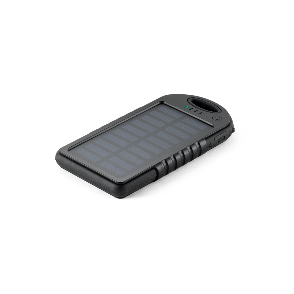 DAY. Bateria portátil solar em ABS com painel solar e LED 2.000 mAh