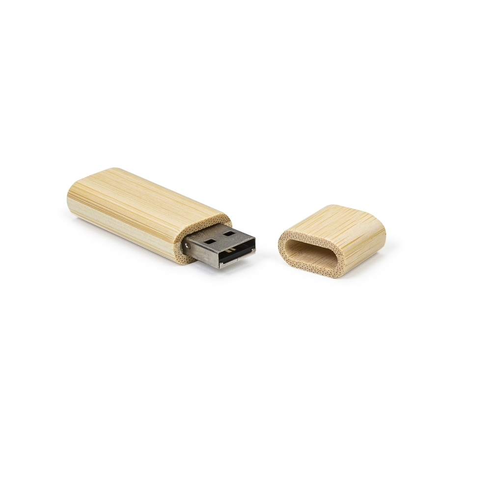 PEN DRIVE BAMBU REDONDO 16GB COM TAMPA